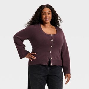 Universal Thread - Women's Button-Down Scoop Neck Cardigan Sweater - Purple